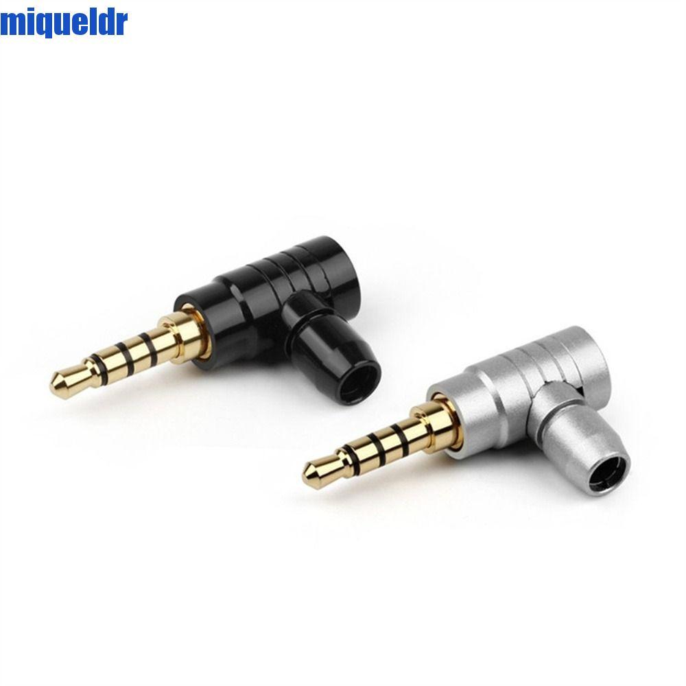 MIQUEL อะแดปเตอร์เสียง 90 องศา 4 มม.ขั้วต่อหูฟังปลั๊กหูฟัง Conector ปลั๊กหูฟังขั้วต่อสายไฟชุบทอง L ป