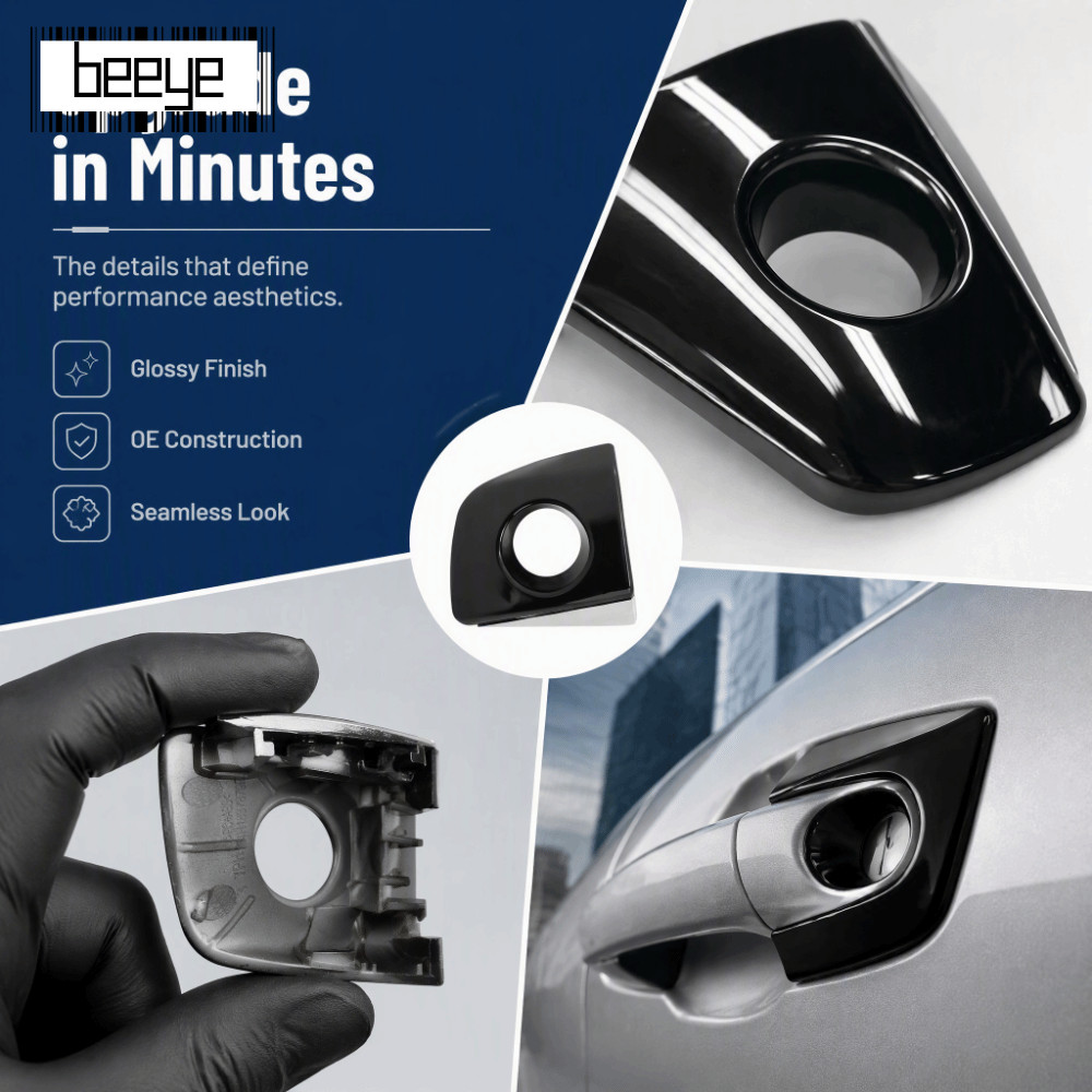 BEEYE ฝาปิดรูกุญแจมือจับประตู 4H1837879B พลาสติกด้านนอกประตู Handle Key Hole Cover, Stable Black + C