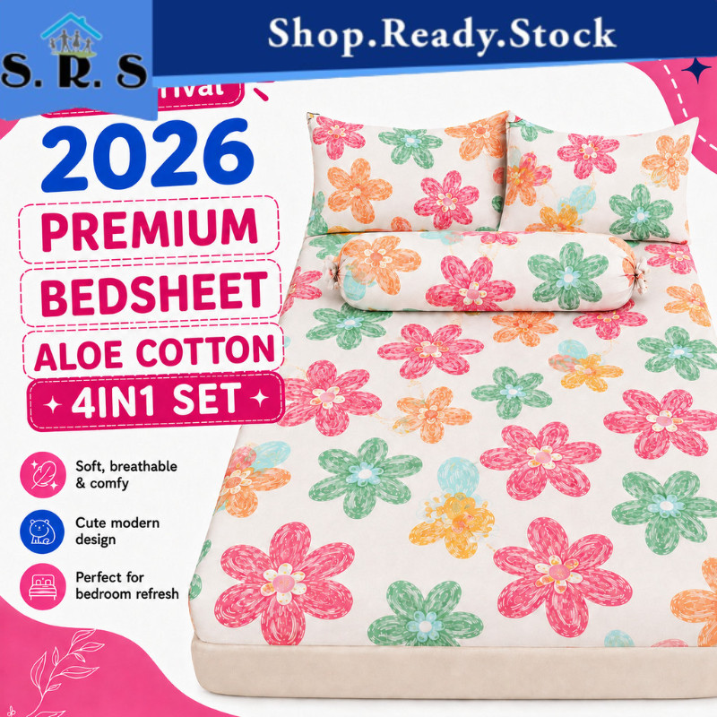 SRS_ Aloe Cotton Set Cadar Best Seller 4 in 1 Queen 2 in 1 Single I Cadar Viral I ชุดผ้าปูที่นอนรัดม