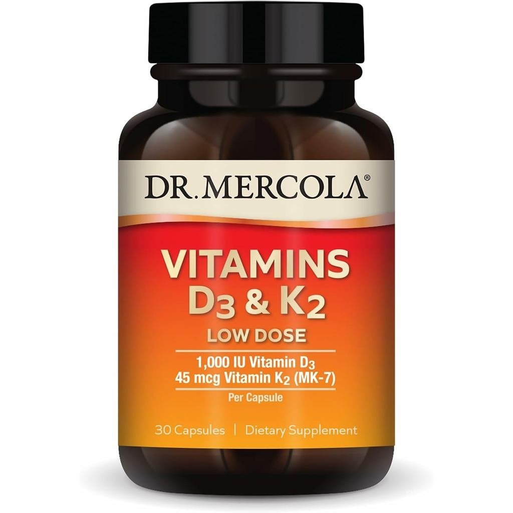 ดร. Mercola Vitamins D3 & K2 Low Dose, 30 แคปซูล (30 เสิร์ฟ)