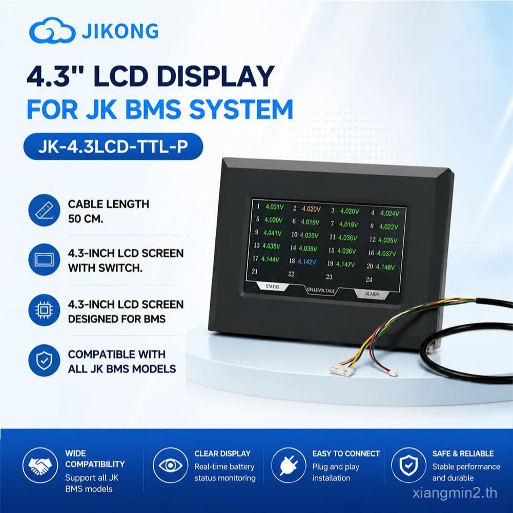 Jikong JK V15 4.3 "จอแสดงผล LCD แบบบูรณาการสวิทช์ JK-4.3LCD-RS485 ภายนอกหน้าจอสําหรับ JIKONG BMS LiF