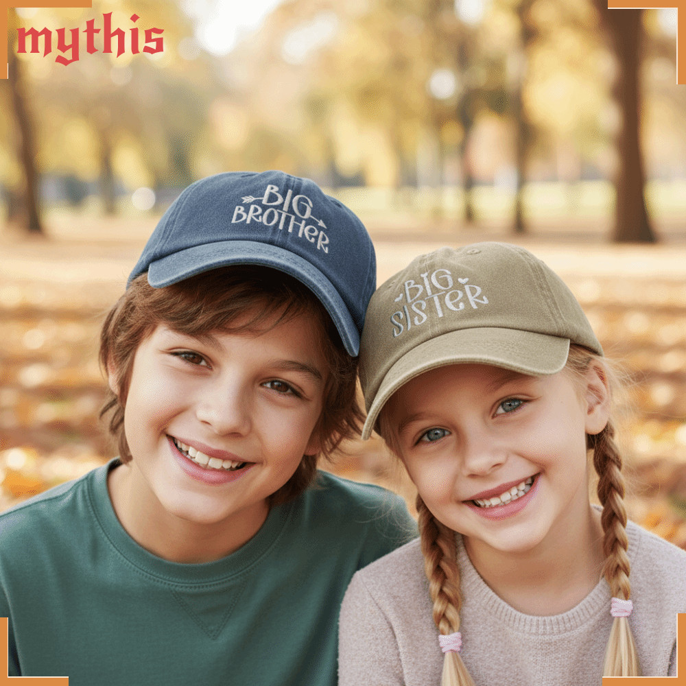 MYTHIS Big Sister Caps, Breathable Washed Cotton Siblings เบสบอลหมวก, แฟชั่นปรับ Vintage กลางแจ้งครี