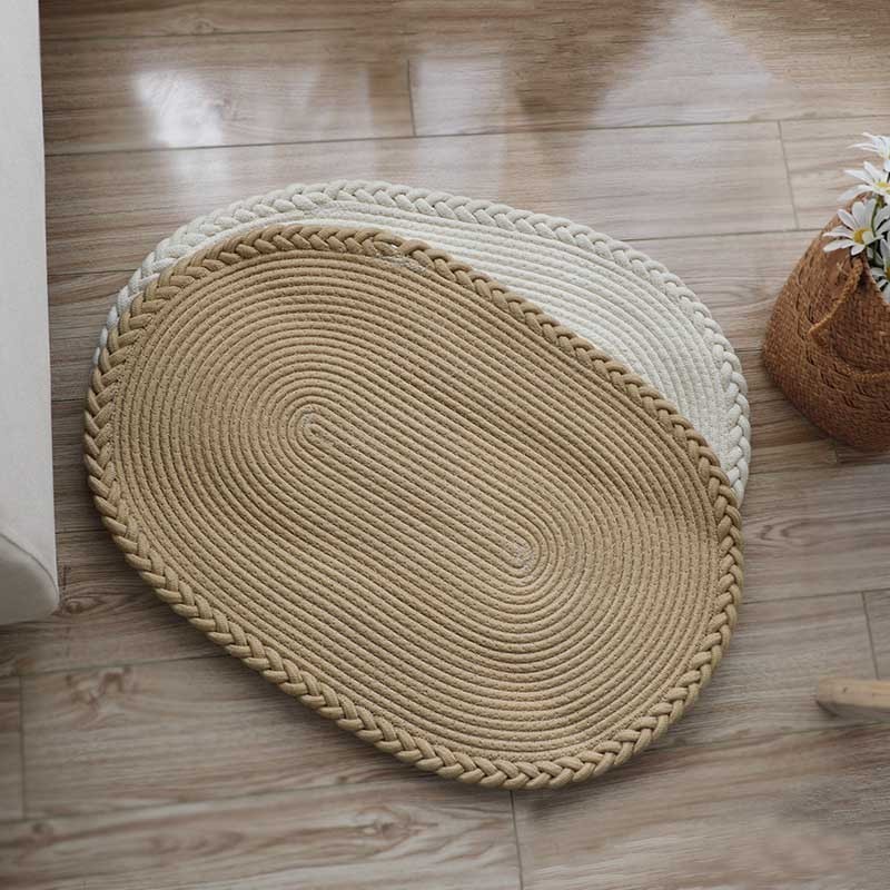 Natural Cotton Rope Woven Doormat Non Slip Entrance Rug Entry Way Welcome Doormat Floor Mat Rug