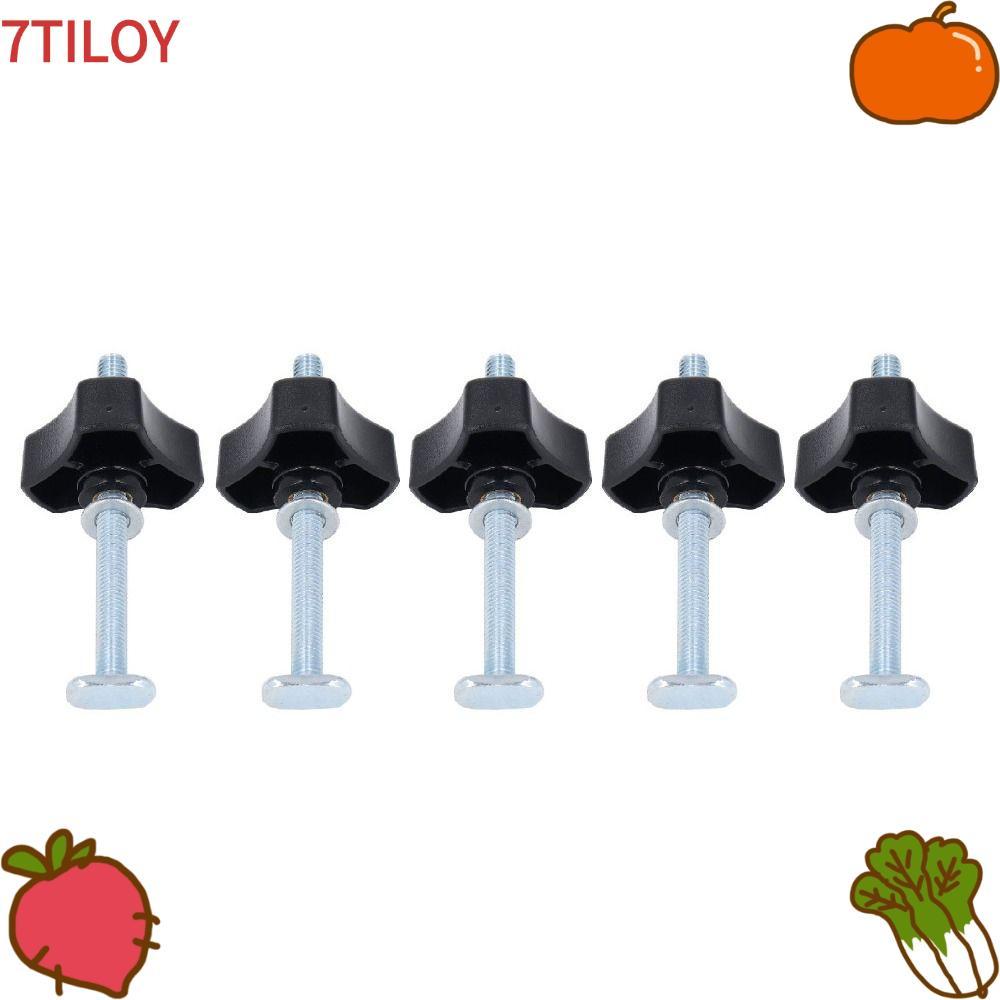 7TILOYSHOP 5 ชิ้น T Track Knob Kit, เกลียว Bolt Nut เครื่องซักผ้าชุด Miter T-Track Jig, อเนกประสงค์ท