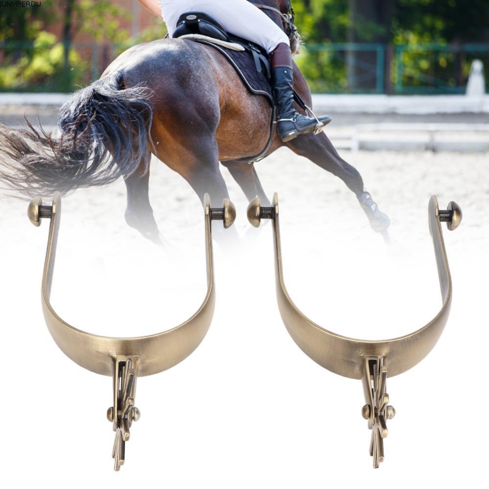 JUNMPERRD 2 ชิ้น Western Spurs, สังกะสีอัลลอยด์ทองเหลือง Bronze Horse Spurs, ทนทาน Vintage Rust Proo