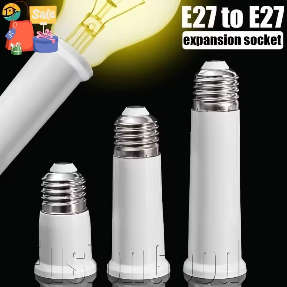 [Trusted] E27 ถึง E27 Extender Lamp Holder - LED Light Adapter - สําหรับหลอดไฟ LED White-Shell Conve