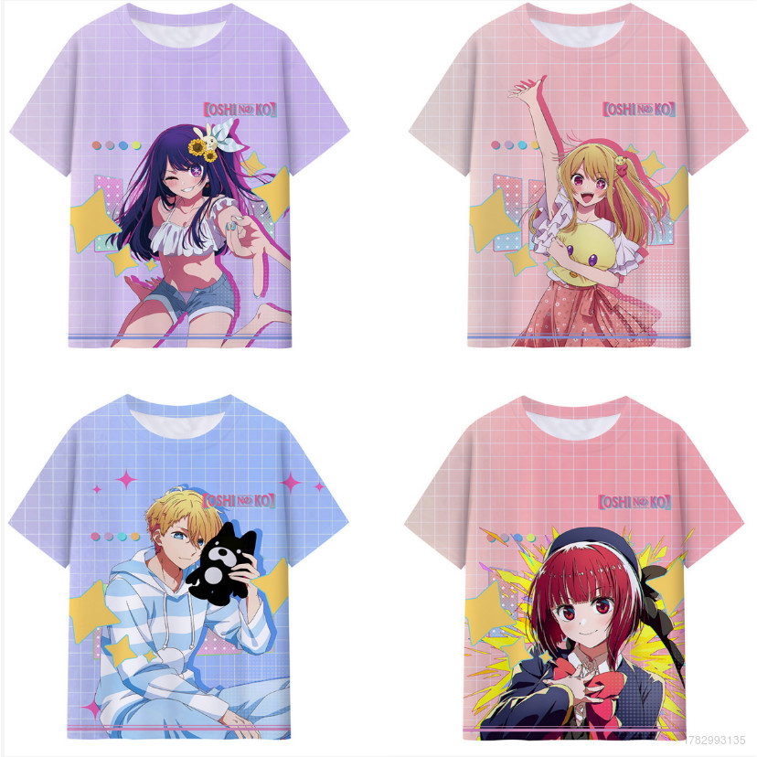 TM Ko เสื้อยืด Anime no Oshi คอสเพลย์ Ai Kana Ruby เสื้อ 3D แขนสั้น ท็อปสตรี แฟชั่น เสื้อยืด ลําลอง 