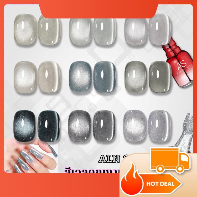 สีเจล สีลูกแก้ว โทนสีเงินแกมเทา สวยๆ ฉ่ำๆ DIY ได้ทุกแนว สีทาเล็บ คุณภาพดี AS ALN Set