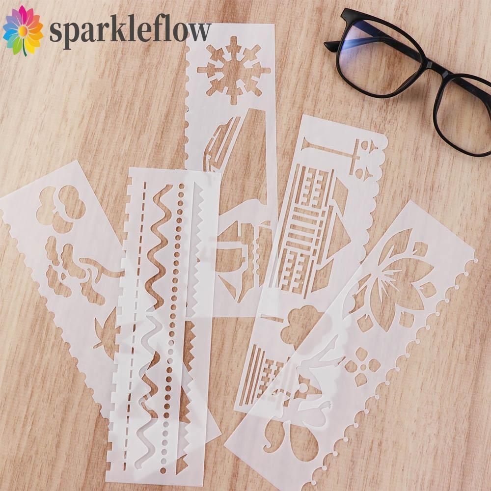 SPARKLEFLOW ภาพวาดแม่แบบ Hollowed เด็กภาพวาดเครื่องมือมือวาด Scrapbooking อัลบั้มภาพ Letter Stencil