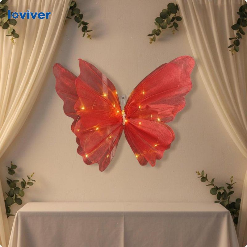 [Loviver] LED Butterfly Wedding Party Light Gauze Flower Fairy Lights ของตกแต่งสําหรับ