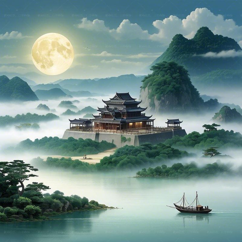 大自然唯美仙境风景山水画室内出租屋客厅墙上自粘9/9 Beautiful natural scenery landscape painting for interior rental house li
