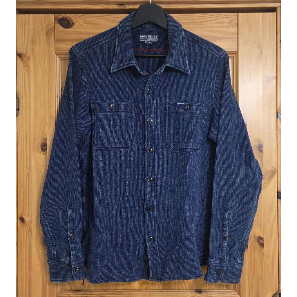 IRON HEART เสื้อเชิ้ตทำงาน Indigo Cotton มือสอง สภาพดี ไซส์ M อก 52 ซม.