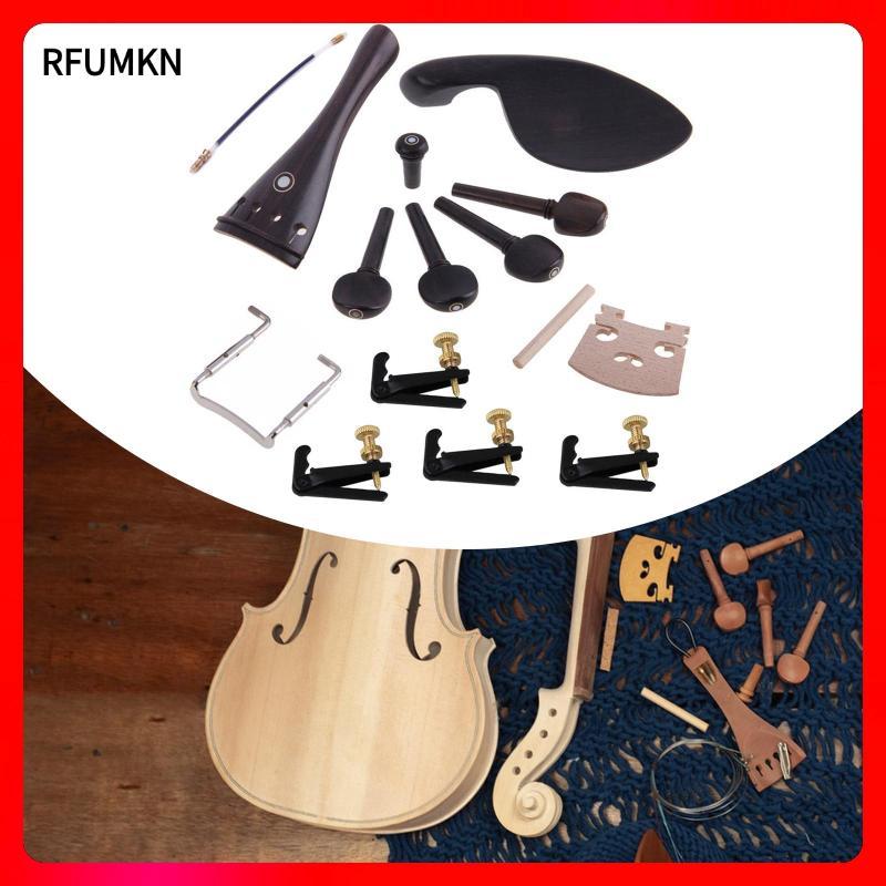 [rfumkn] 4/4 ไวโอลิน Professional Ebony Tailpiece หมุดสมบูรณ์ Chin Rest End Pin Bridge Kit สําหรับกา