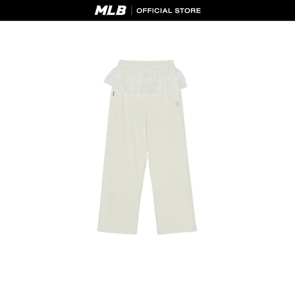 MLB กางเกงขายาว ยูนิเซ็กซ์ Womens Basic Lace Ruffle Semi Wide Pants รุ่น 3FPTB0761 50CRS สีครีม