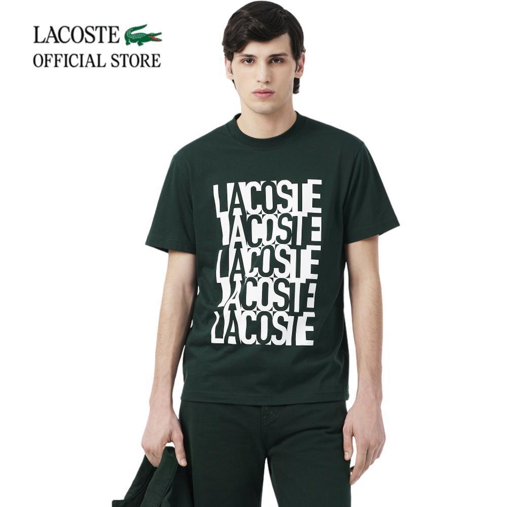 LACOSTE เสื้อยืดผู้ชาย PRINTED COTTON T-SHIRT รุ่น TH0644 - GREEN
