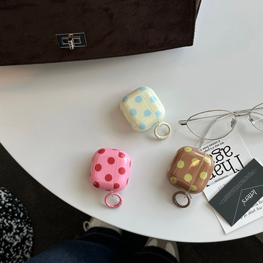 Contrast สี Polka Dot สําหรับ AirPods 1 2 3 4 Pro 2 3 AirPods Pro2 Pro3 Airpods4 Soft TPU หูฟังป้องกันพร้อมตะขอ