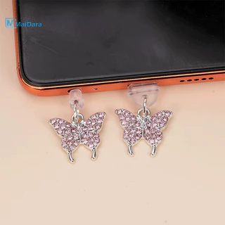 จี้ป้องกันฝุ่น ปลั๊กกันฝุ่นโทรศัพท์ โลหะผสม Rhinestone น่ารัก จี้โทรศัพท์รูปแมว ช่องเสียบหูฟัง ช่องเสียบชาร์จ