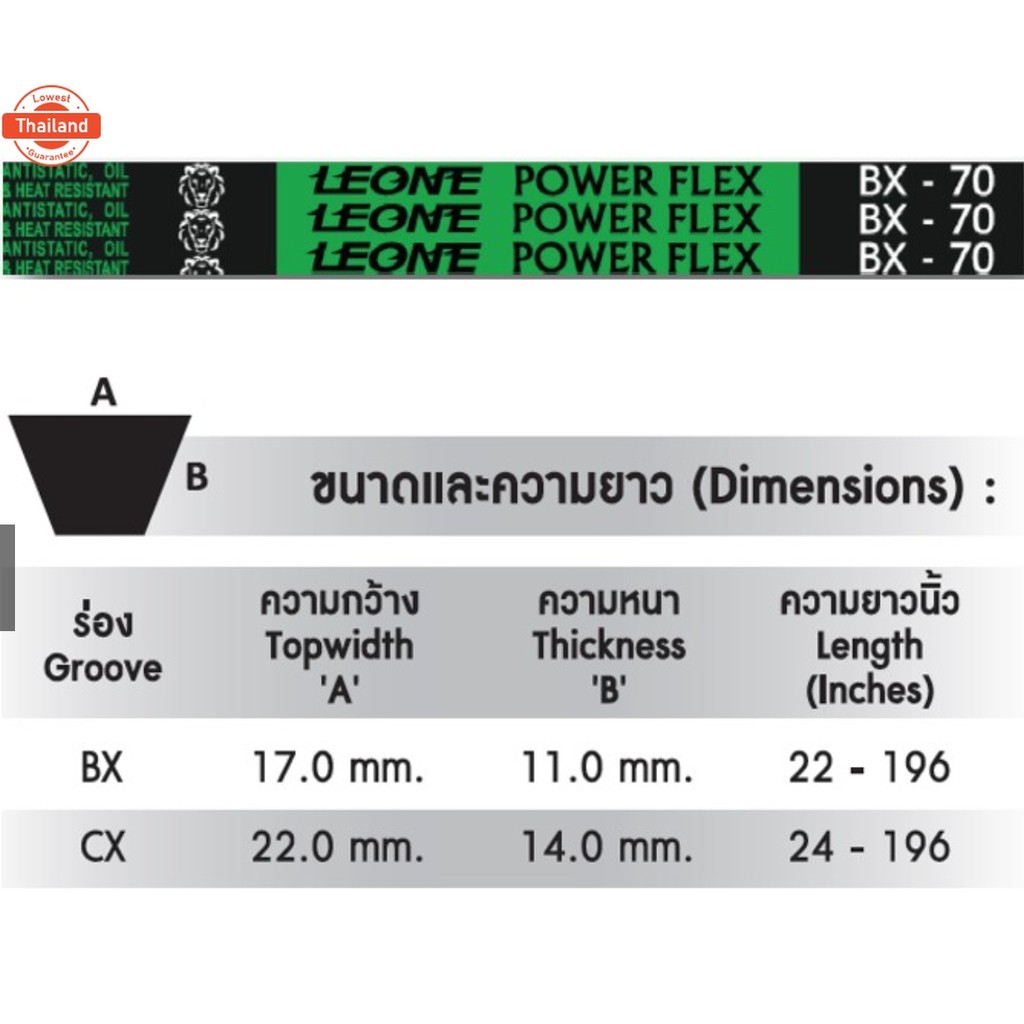 สายพานฟัน ลีโอเน่ เขียว LEONE B B130 B131 B132 B133 B135 BX130 BX131 BX132 BX133 BX135 130 131 132 1