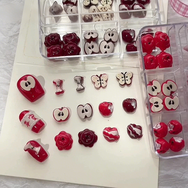20/24PCS คริสต์มาสสีแดง Apple Nail Art Charms Creative สีสัน Apple เรซิ่นตกแต่งเล็บสําหรับ DIY เล็บหัตถกรรม ราคา ถูกที่สุด ดีลบีเคเค แกลเลอรีภาพที่ 5