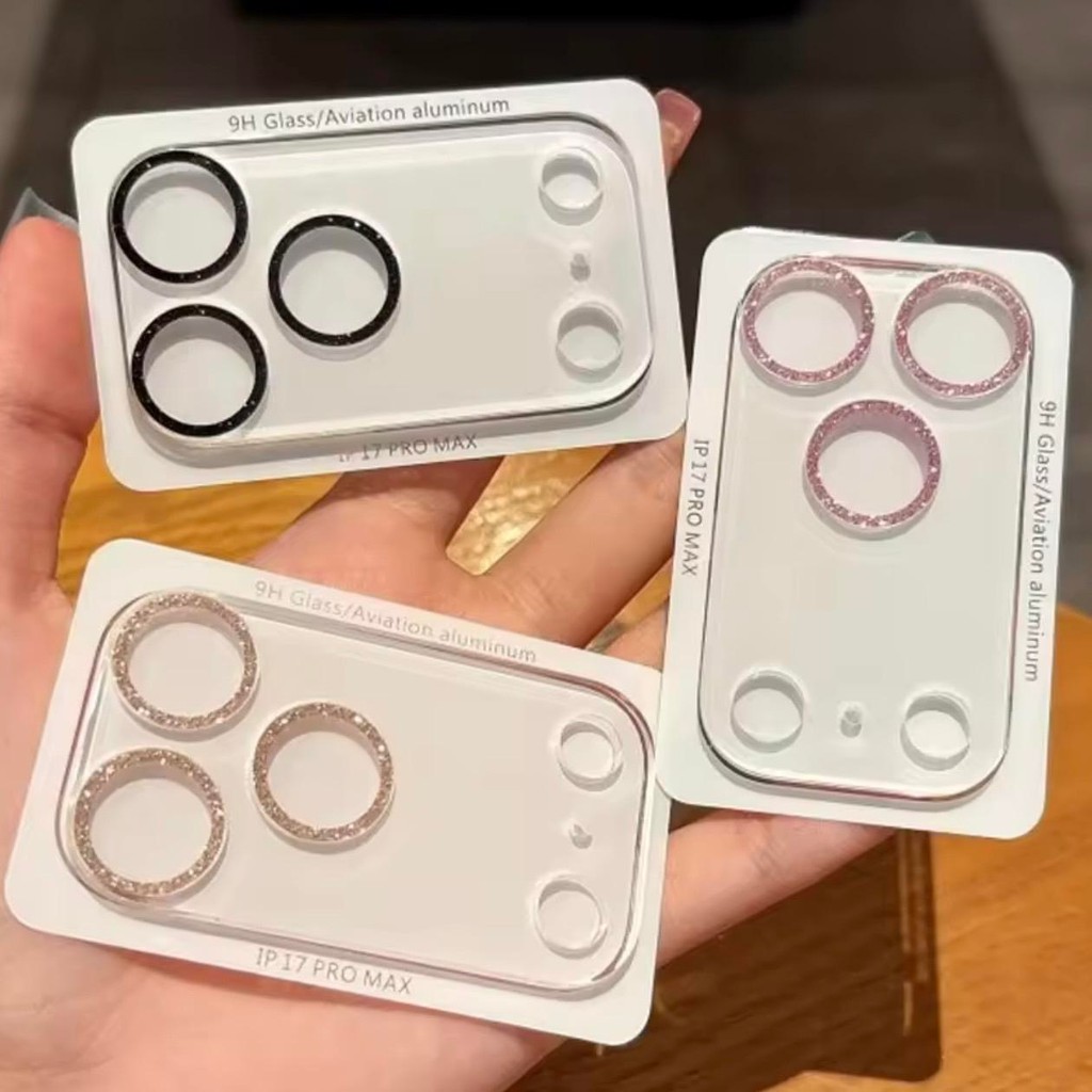 [ส่งเร็ว1-2วัน] กระจกนิรภัยกันเลนส์ครอบกล้องประดับเพชร สำหรับiPhone - iPhone17Air iPhone17Pro iPhone