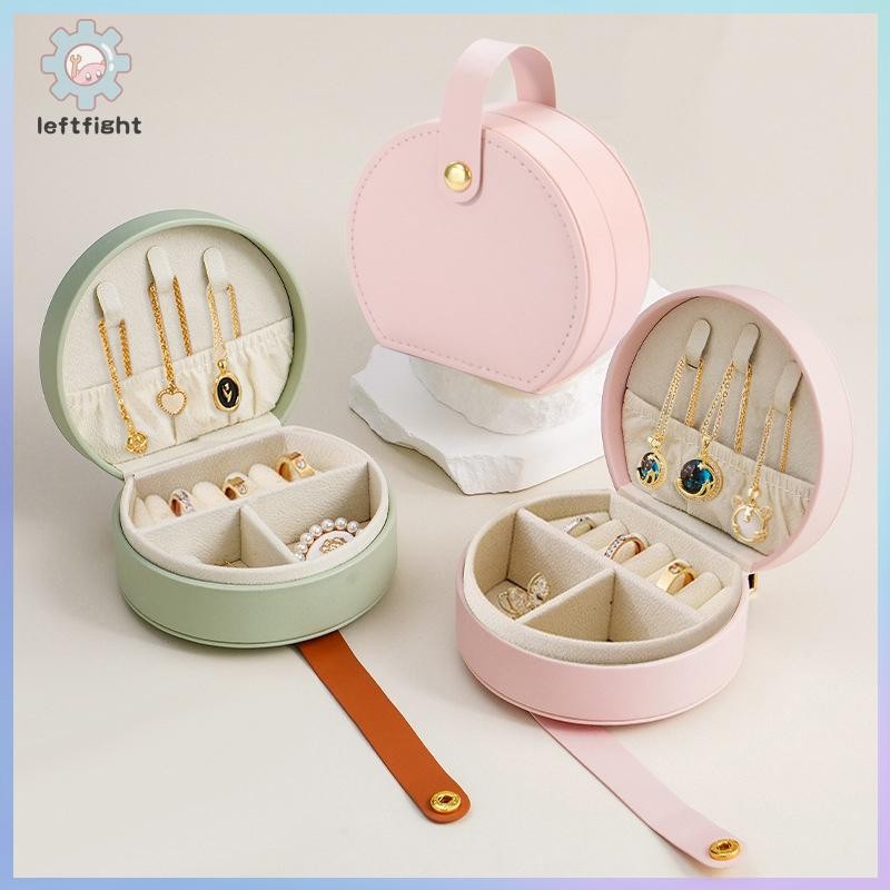 ซ้าย As Per ครึ่งวงกลมแบบพกพากล่องเครื่องประดับกล่องเก็บเจ้าหญิงกระเป๋าถือมินิต่างหูสร้อยคอแหวนกล่อง