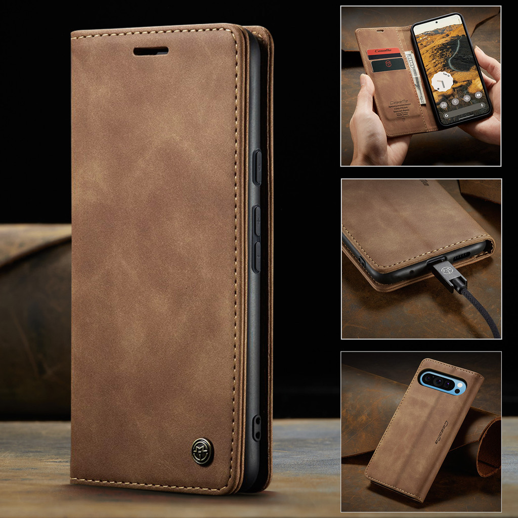 เคสโทรศัพท์สําหรับ Google Pixel 10 Pro XL 6 7 8 9 Pro 6A 7A 8A 9A CaseMe Matte Leather Retro Flip Ca