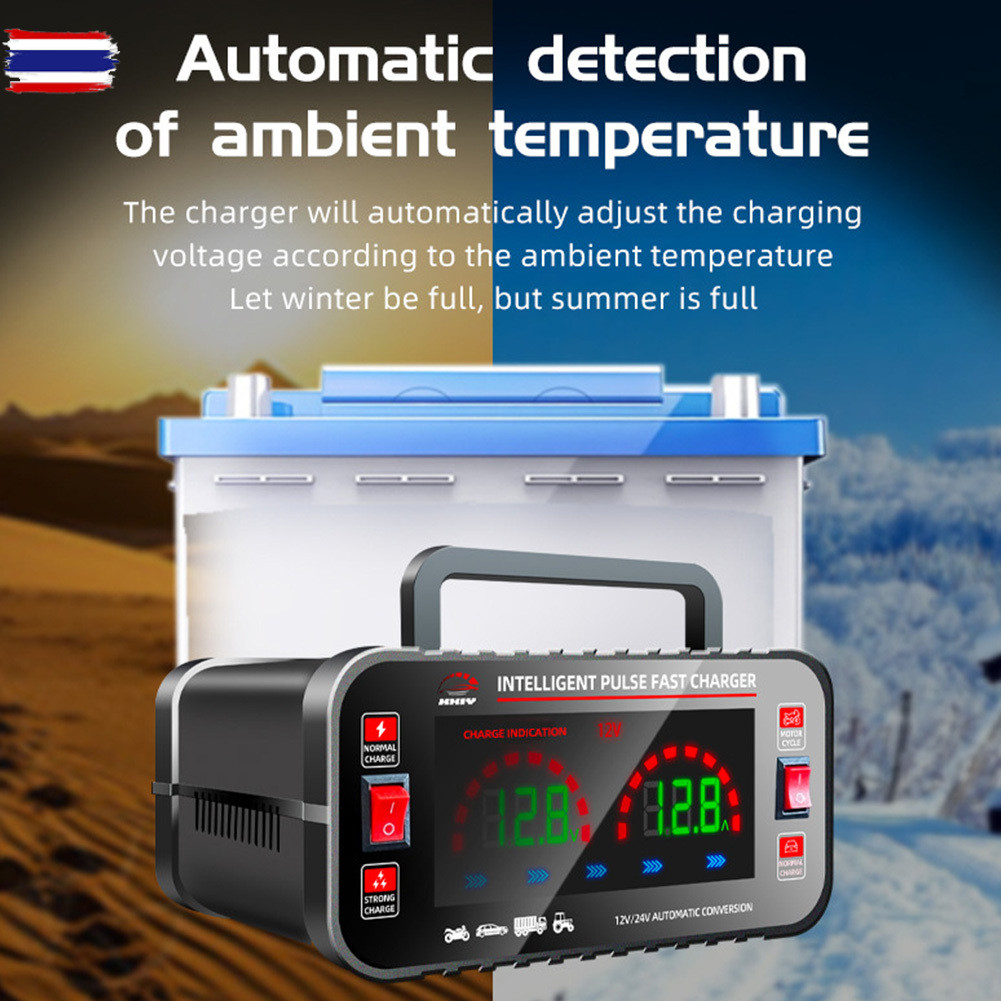 12V/24V Car Battery Charger 150W Smart Motorcycle Battery Charger 10/5A Smart Pulse Repair AGM GEL W