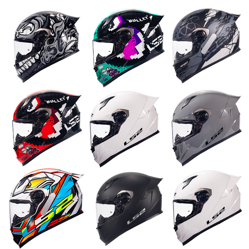 LS2 FF300 motorcycle helmet, men's and women's motorcycle racing car, large rear wing full helmet, all season universal anti fog