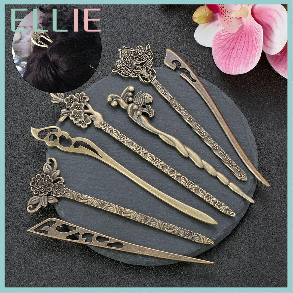 ELLIE Vintage Hair Sticks Hair Care ผู้หญิงผมส้อม Vintage โลหะอุปกรณ์เสริมผม Bronze Hairpins