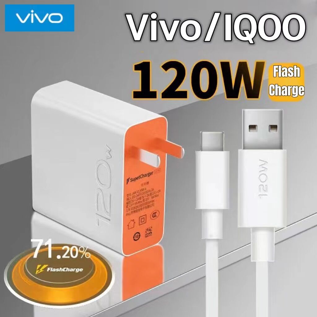 Original Vivo 120W FlashCharge Super Flash Charger Fast Charging Adapter USB Type-C สําหรับ Vivo IQO