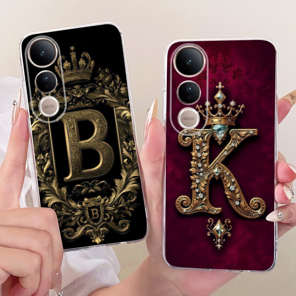 สําหรับ Vivo V50 Lite 5G V2440 ปลอก Retro Crown ตัวอักษรซิลิโคนใส TPU ปกหลังสําหรับ Vivo V50 5G V242