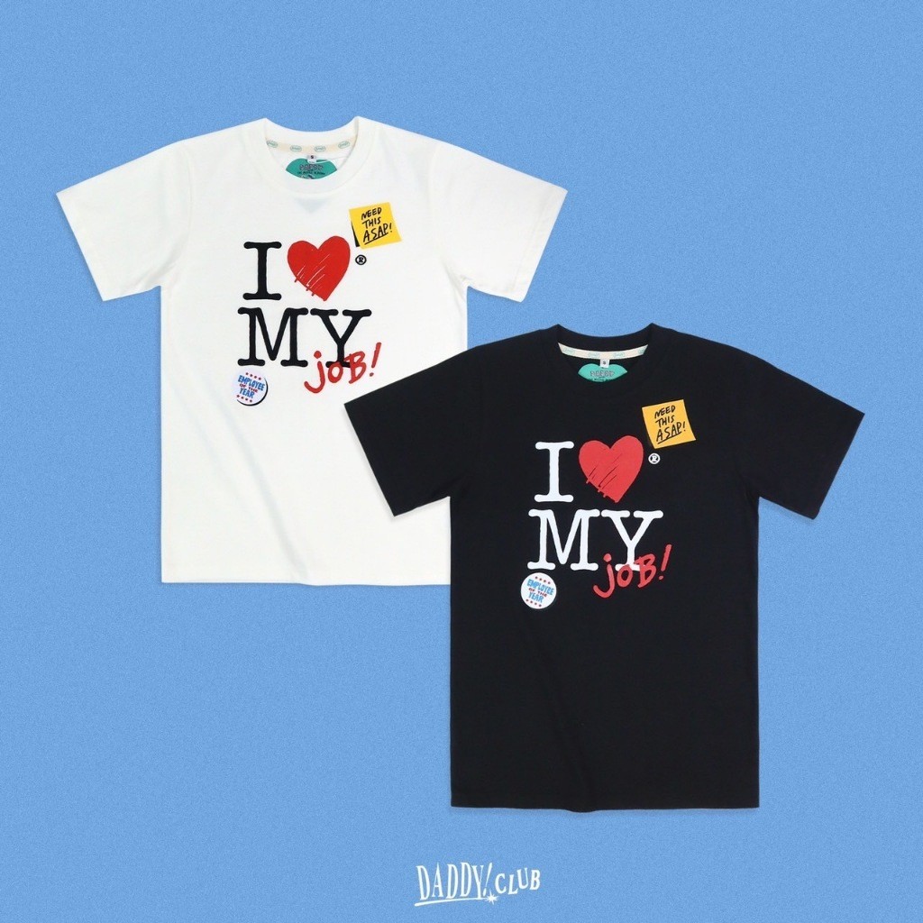 I Love My Job สไตล์กระตุ้นและน่ารัก, เสื้อบนเด็กที่ผ้าปนผึ้งและมีลมชื้นดี, เสื้อยืดที่มีลายหัวใจและต