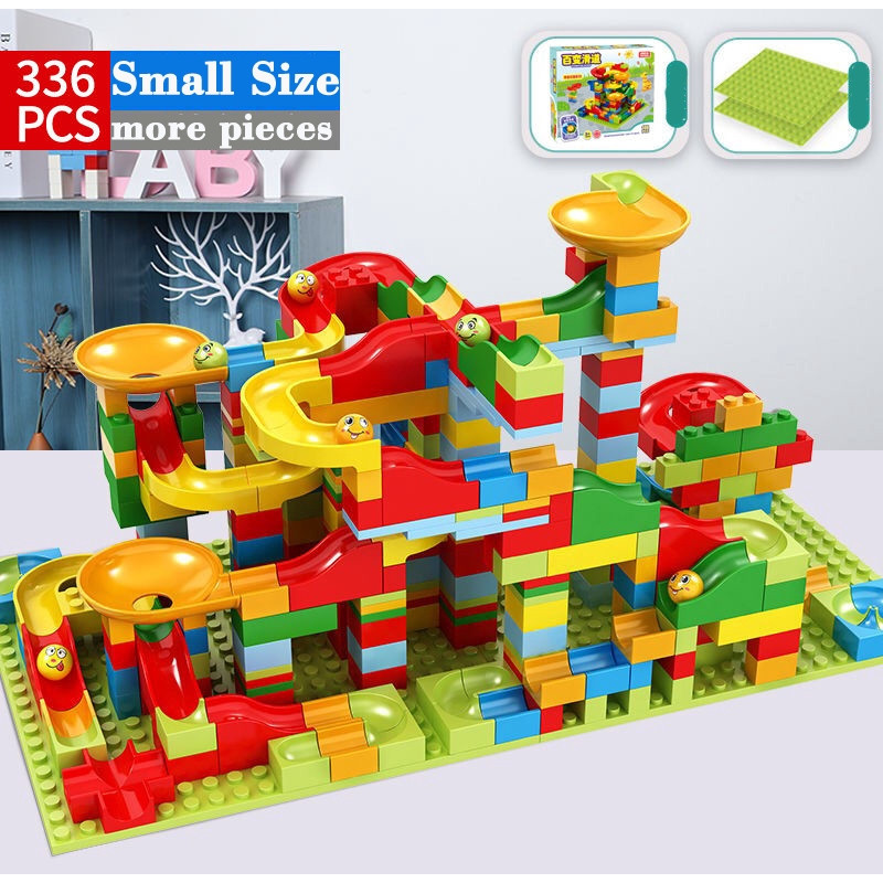 New Product # 168-336PCS Marble Race Run Maze Ball Track Toy Building Blocks Bricks Toys with color 