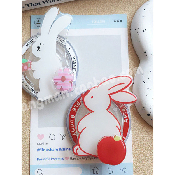 วงเล็บแม่เหล็ก giptok แม่เหล็ก สร้างสรรค์และสนุกสนาน Apple Bunny หมุนโทรศัพท์มือถือที่วางถุงลมนิรภัย