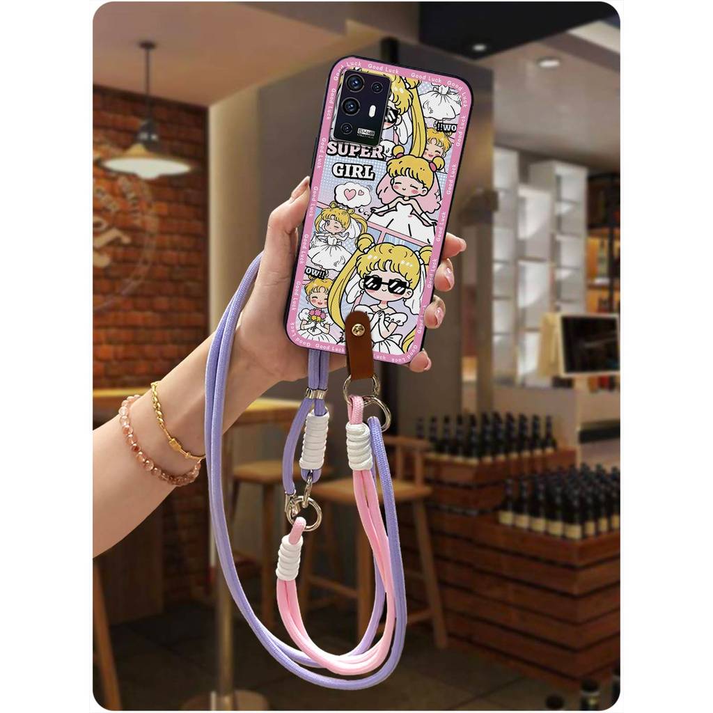 Dirt-proof แฟชั่นออกแบบเคสโทรศัพท์สําหรับ ZTE Axon A31 5G การ์ตูนนุ่มน่ารักเชือกเส้นเล็กแนวทแยงซิลิโ