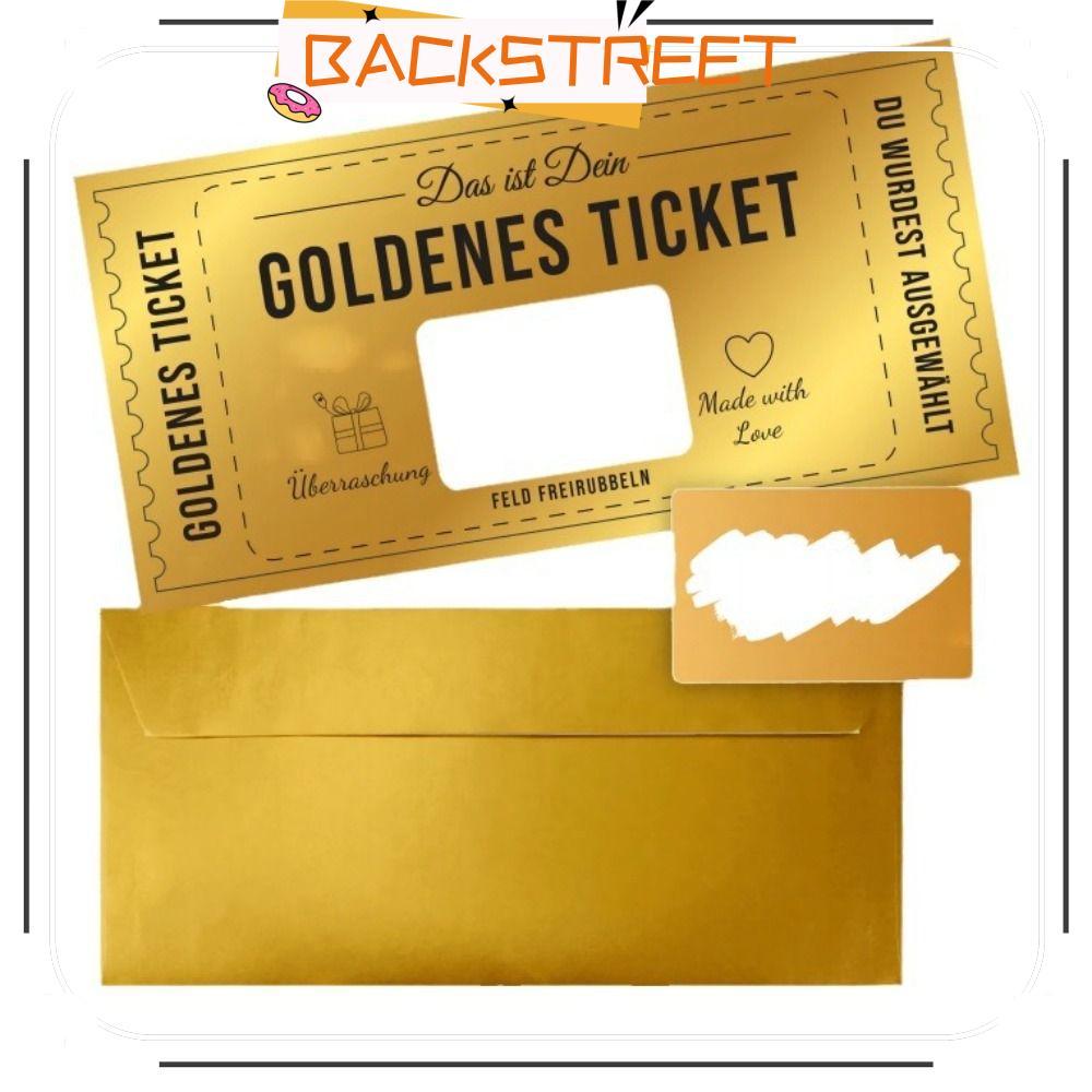 BACKSTAGE Concert Ticket, Raffle Gift Golden Ticket Scratch Card, with Envelope Party Favor Scratch 
