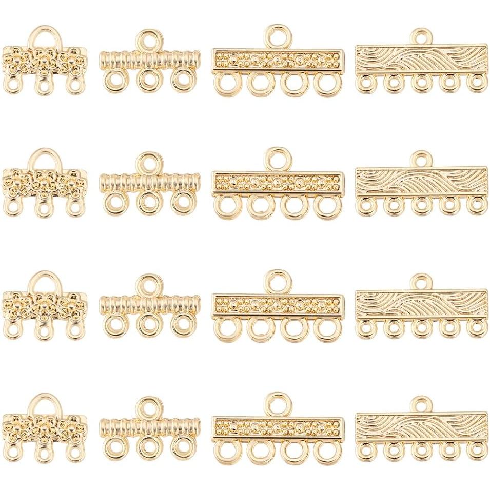 PH PandaHall 16 ชิ้น 4 รูปแบบ 14 พันสร้อยข้อมือชุบทอง End Connectors 3/4/5 Strands สร้อยคอ Layering 