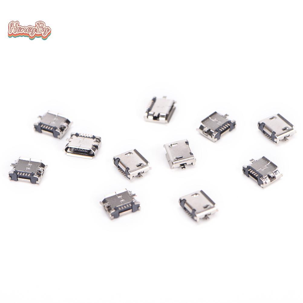 Honeybird 10pcs Micro USB 5pin B ประเภทหญิงสําหรับ Connector 5 pin ชาร์จซ็อกเก็ต Nice