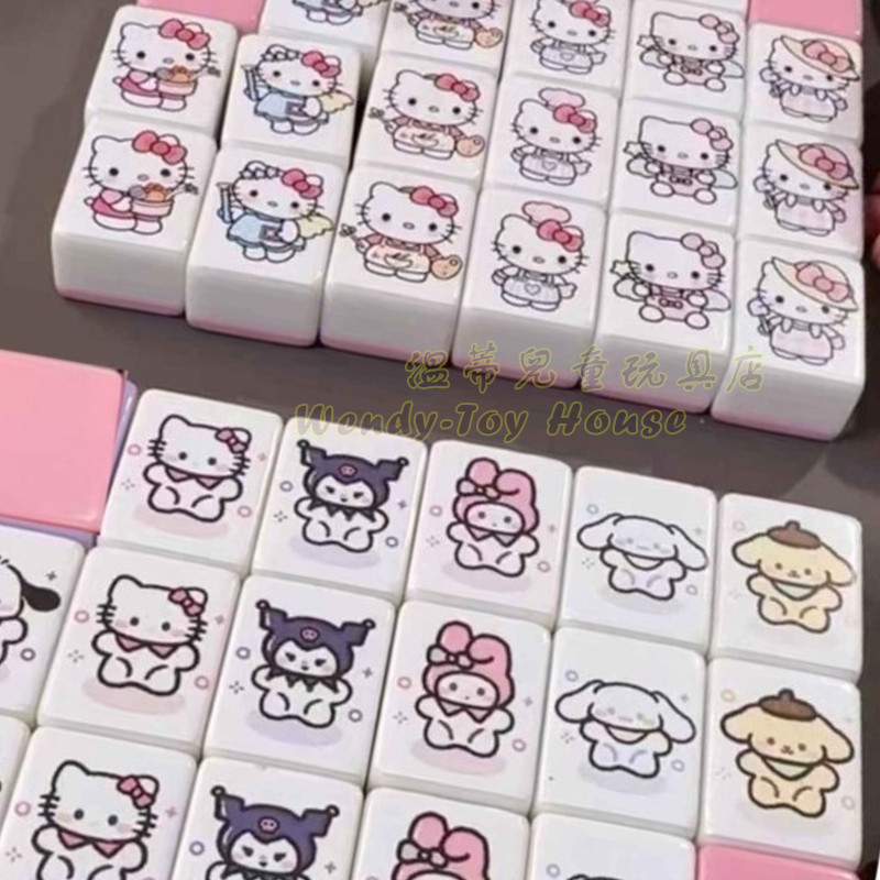 Sanrio Mahjong Xiaoxiaoole น่ารัก Hello kitty Cube Push Push เพลง Kuromi Melody สุนัขหูใหญ่เด็กผู้ปก