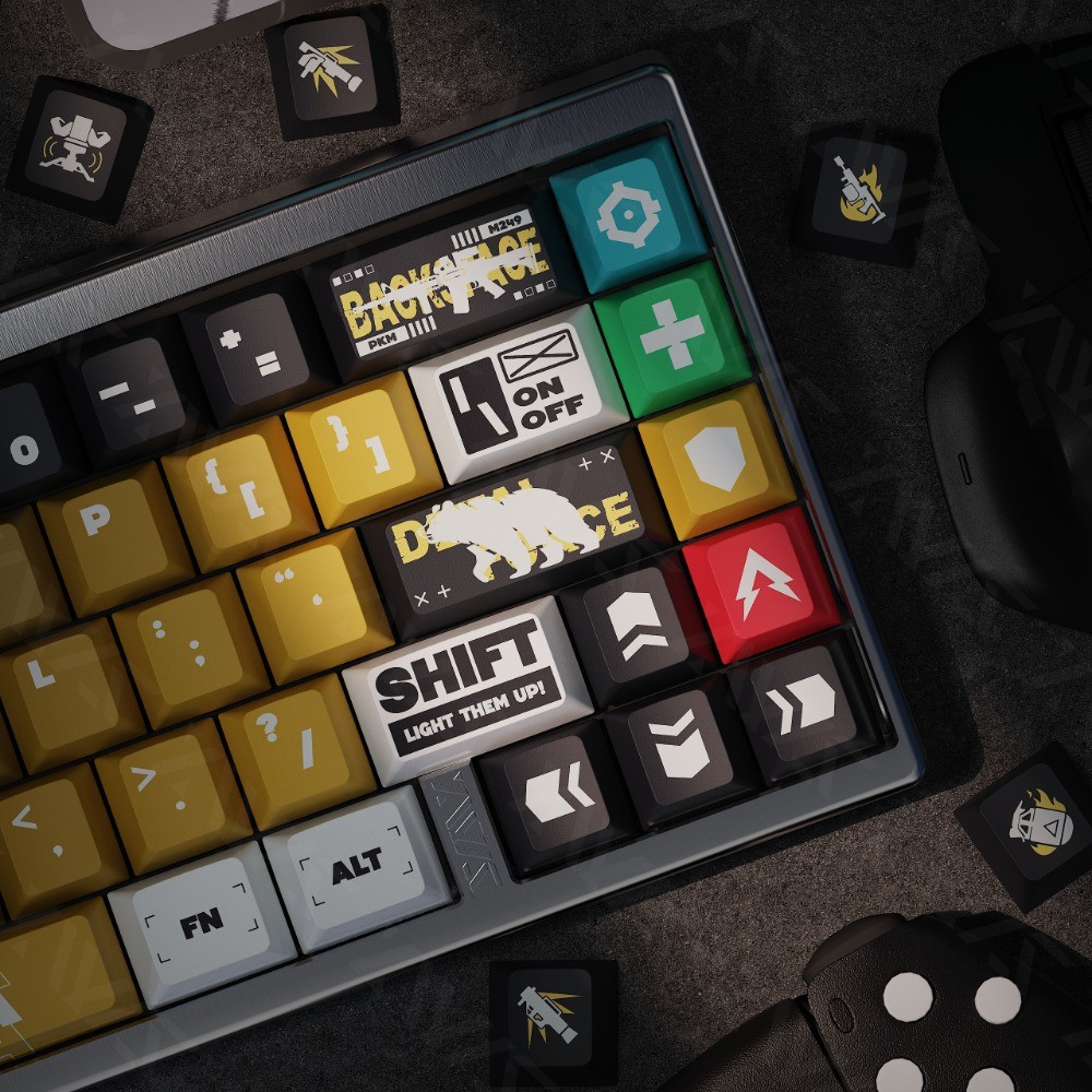 แอ็คชั่นเดลต้า‌ Keycaps โปรไฟล์เชอร์รี่ PBT Mechanical Keycap Wooting Aula F75 Dye Sublimation Gamin