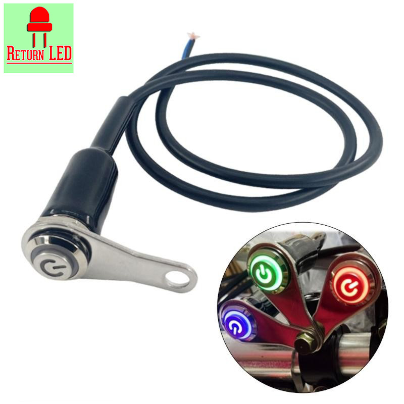 สวิทซ์ มอเตอร์ไซค์ LED กันน้ํารถจักรยานยนต์ Dirt Bike Handlebar สวิทช์ กดติดกดดับ ReturnLED