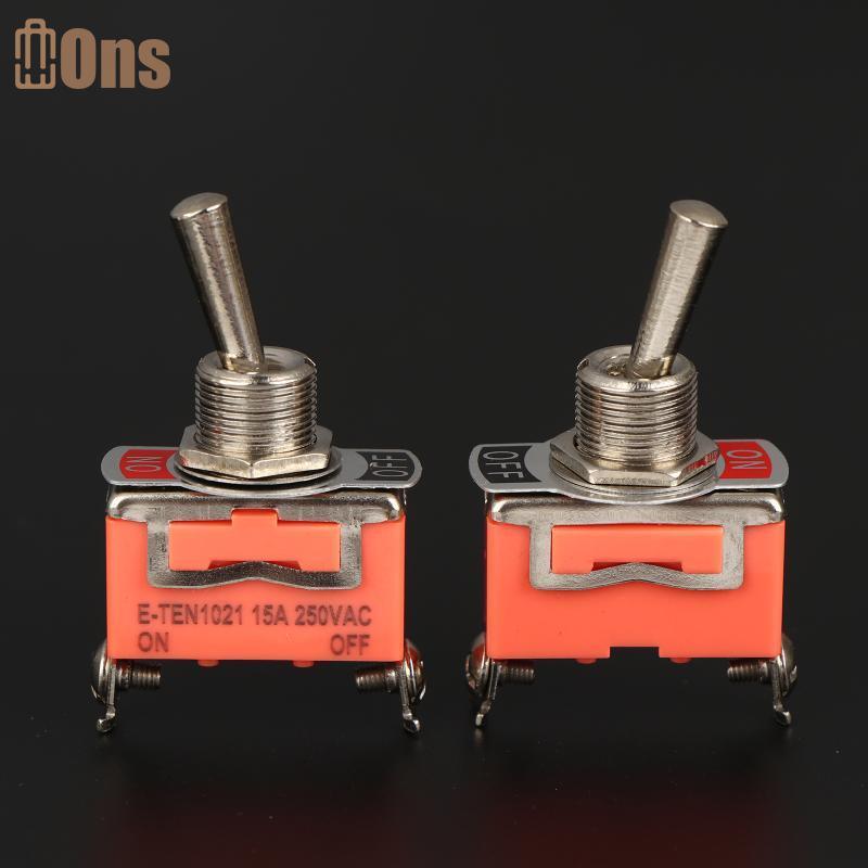 Ons 5pcs SPST DPDT 250V 15A Toggle Switch 2 ตําแหน่ง Latching On-off-on On-off-on E-TEN1322 1021 112