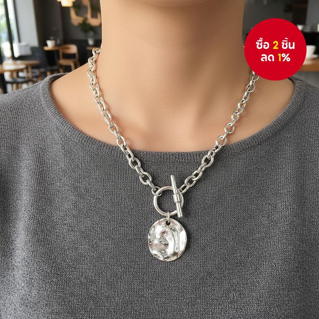 สร้อยคอโลหะผสม OT สําหรับผู้ชายและผู้หญิง พร้อมจี้โซ่ทรงไม่สม่ําเสมอ 1 ชิ้น