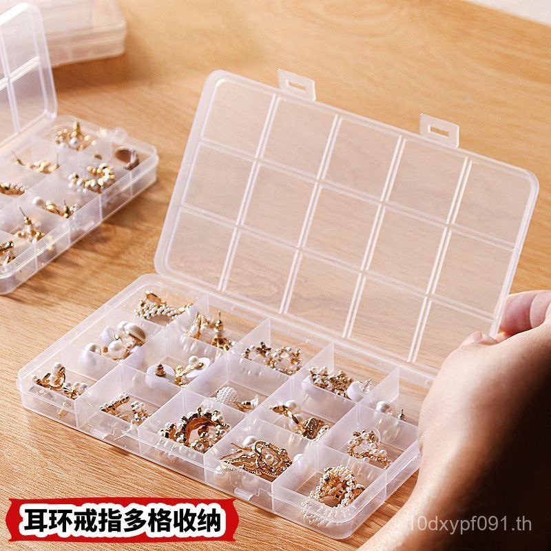 อุปกรณ์ต่างหูสร้อยคอลายสก๊อตโปร่งใสกล่องเก็บหลายตารางกล่องเครื่องประดับต่างหูต่างหูกล่องเครื่องประดั