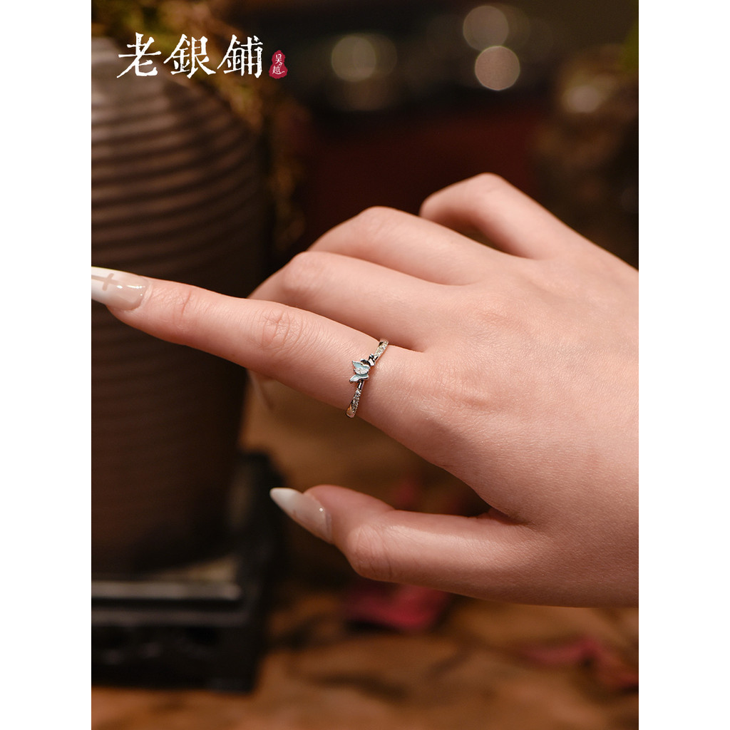 คละแบบ แหวนนิ้ว โลหะผสม สําหรับผู้หญิง ใหม่ Wu Yue Lao Silver Shop - แหวนคู่ผีเสื้อ เงินบริสุทธิ์ 99