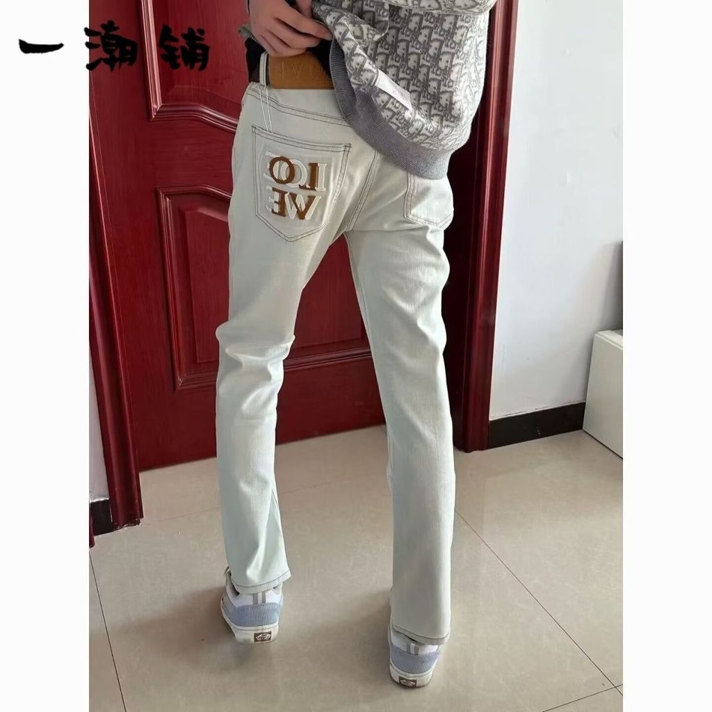 กางเกงยีนส์LOEWE ปักลายตัวอักษร สไตล์ทรงตรงสำหรับผู้ชาย