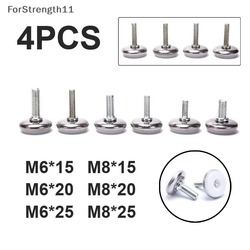 FO 4PCS M6 M8 15/20/25 มม.ปรับเหล็กเฟอร์นิเจอร์ขาฐานกันลื่นตาราง TH