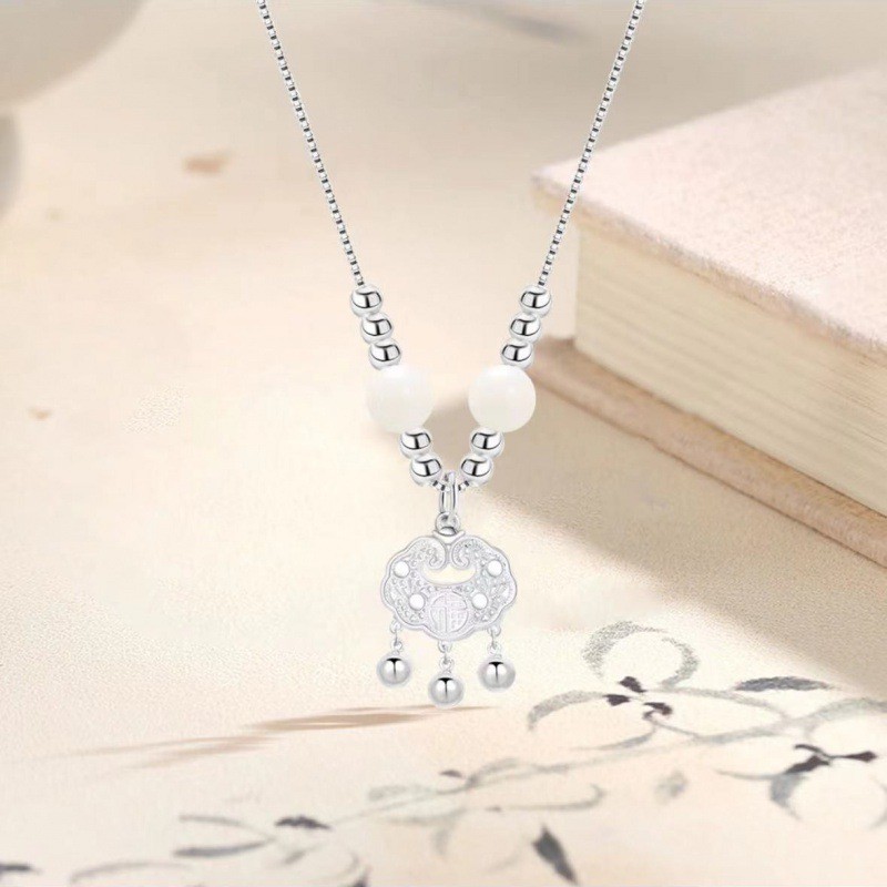 สร้อยคอ Riley มงคล Ruyi แบบบอดхи สไตล์จีนสีขาวใหม่ ปลอดภัยและอายุการใช้งานนาน HSC0