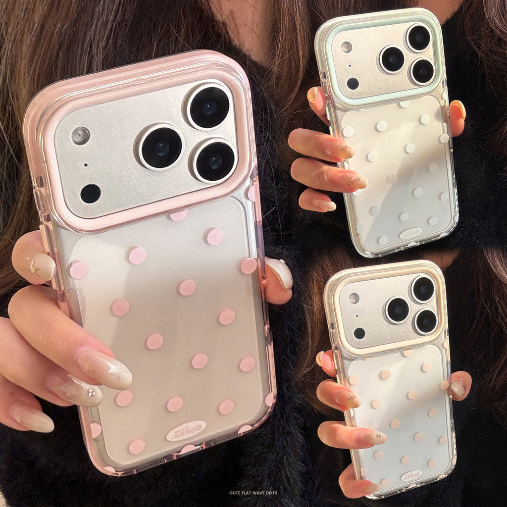 เคสโทรศัพท์ป้องกันลายจุดสีทึบโปร่งใสเรียบง่ายเหมาะสําหรับ TPU สําหรับ iPhone 11 12 13 14 15 16 17Pro Max