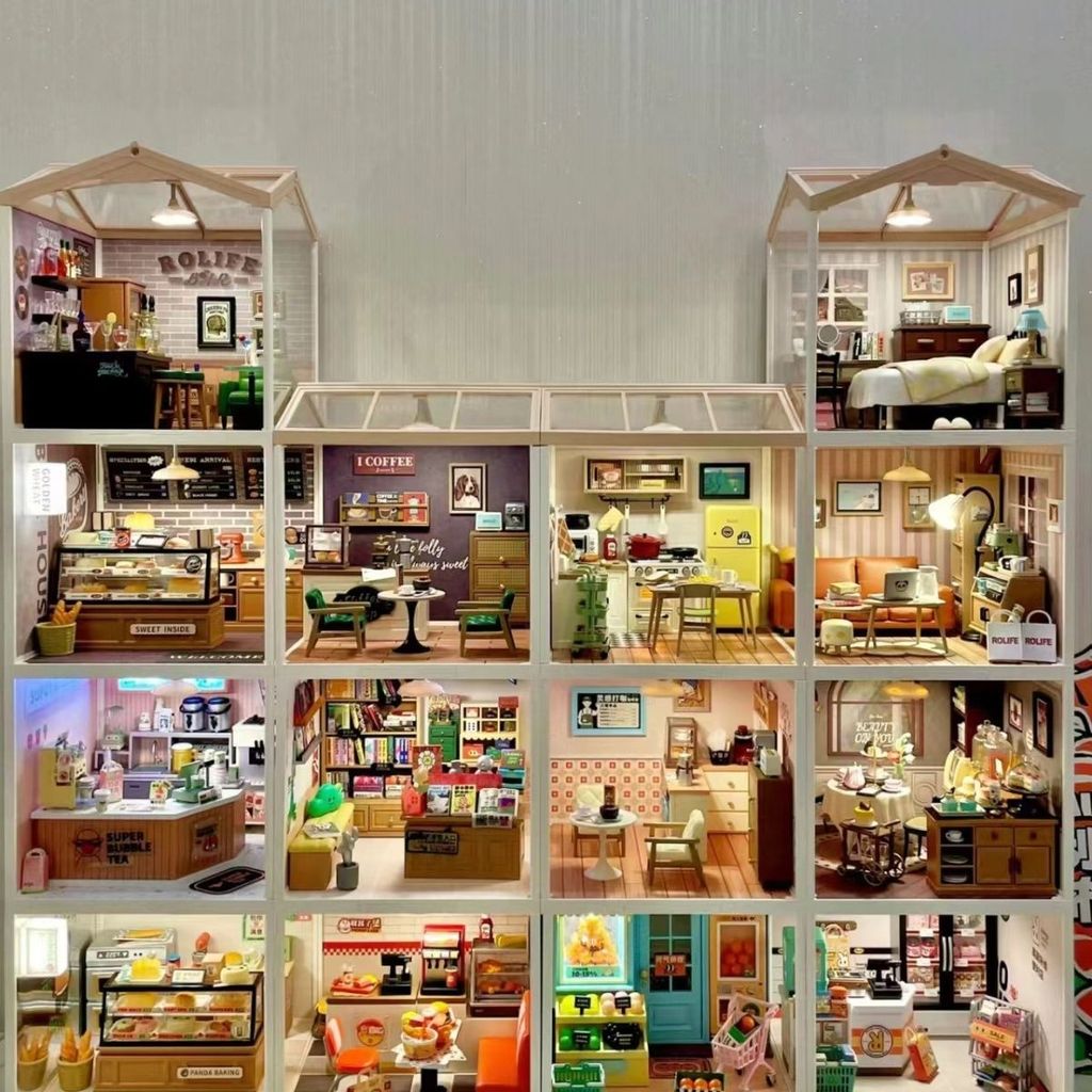 Ruolai Super World Hut การศึกษาบล็อกตัวต่อประกอบของเล่น diy Hut Mini World Hut ของขวัญ